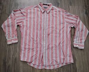 Excursions Shirt Womens Size Xl Red White Striped Long Sleeve Button Down